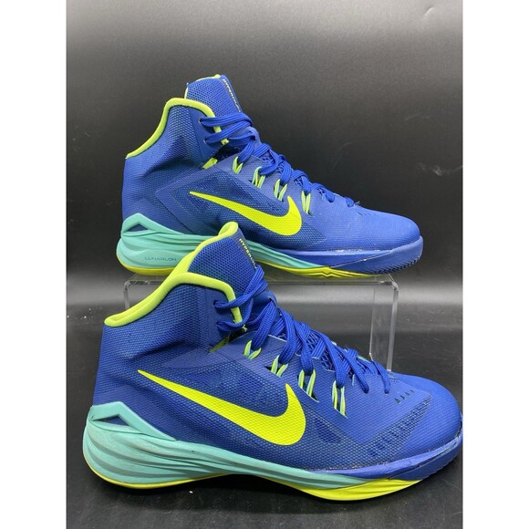 Nike Lunar Hyperdunk 2014 Blue Green Basketball Sneaker Youth Size 7Y 654252-400 - Picture 1 of 7